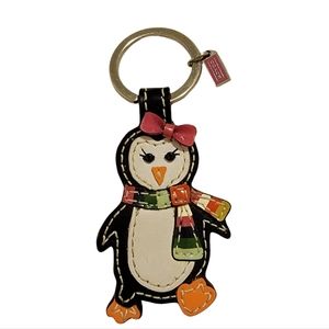Coach Girl Penguin scarf key fob keychain bag charm